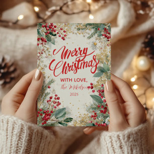 Cartes Pour Fêtes Annuelles Pin et or givrés de Noël