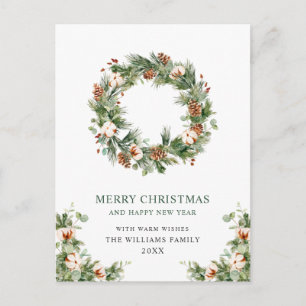 Cartes Pour Fêtes Annuelles Pin Festif cônes Fir Wreath Joyeux Noël