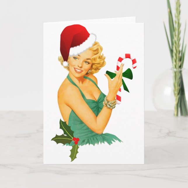 Cartes Pour Fêtes Annuelles pin-up du Père Noël (Devant)