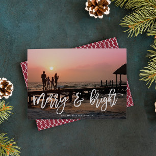 Cartes Pour Fêtes Annuelles Pinceau Joyeux & Lumineux Lettre Photo