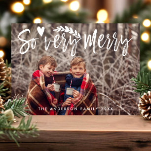 Cartes Pour Fêtes Annuelles Pinceau Très Joyeux Script Moderne Photo de Noël