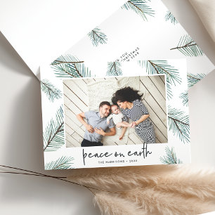 Cartes Pour Fêtes Annuelles Pine Boughs   Photo de vacances pliée