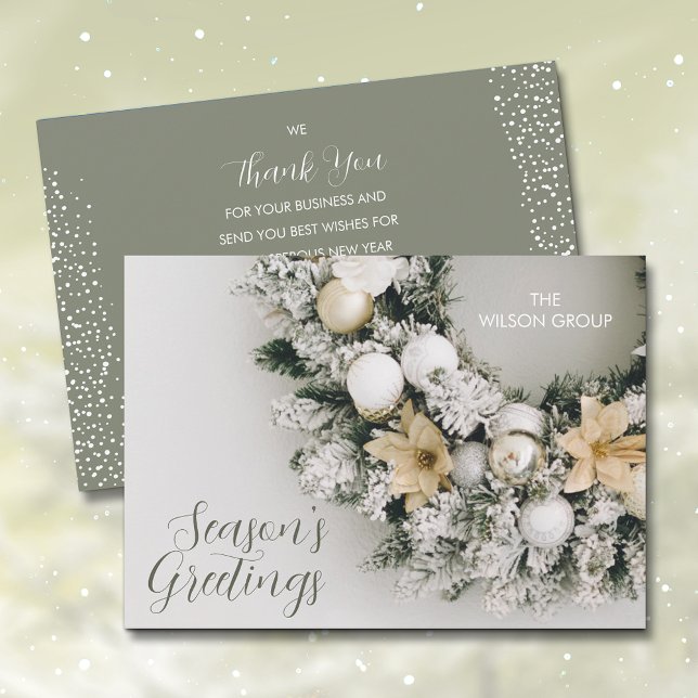 Cartes Pour Fêtes Annuelles Pine Christmas Wreath Business Merci (Créateur téléchargé)