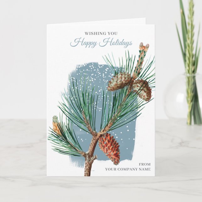 Cartes Pour Fêtes Annuelles Pine Cone Christmas Clients Customer Employees (Devant)