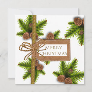 Cartes Pour Fêtes Annuelles Pine Cones & Branches Christmas Card