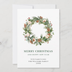 Cartes Pour Fêtes Annuelles Pine Cones Fir Wreath Joyeux voeux de Noël