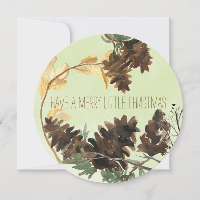 Cartes Pour Fêtes Annuelles Pine Cones Nature Round Christmas Holiday Card (Devant)