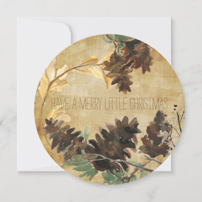 Cartes Pour Fêtes Annuelles Pine Cones Textured Round Christmas Holiday Card (Devant)