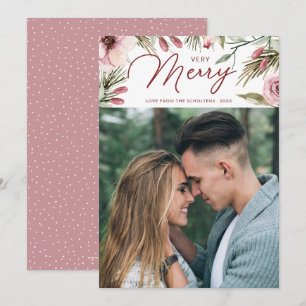 Cartes Pour Fêtes Annuelles Pine d'aquarelle très joyeuse et photo florale