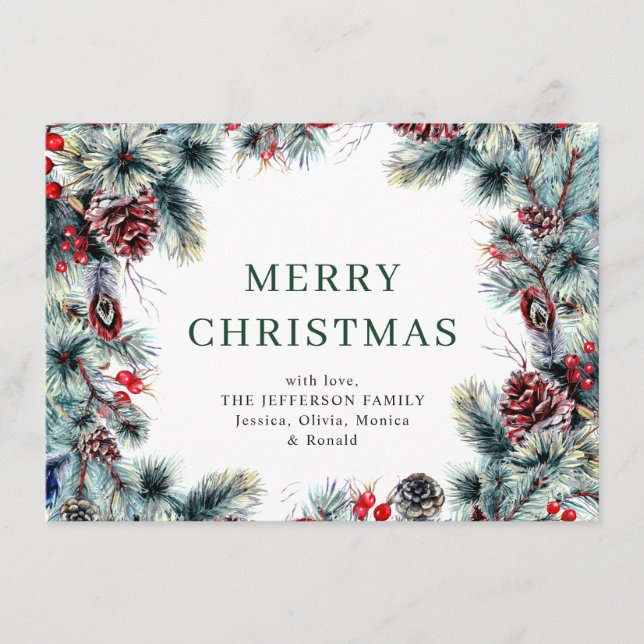 Cartes Pour Fêtes Annuelles Pine de Noël cônes Salutation rustique (Devant)