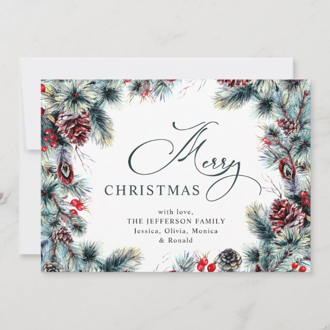 Cartes Pour Fêtes Annuelles Pine de Noël cônes Salutation rustique (Devant)