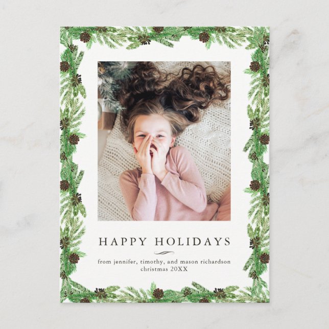 Cartes Pour Fêtes Annuelles Pine de vacances | Photo de Noël (Devant)