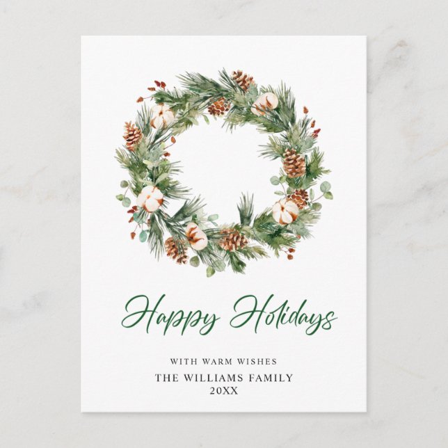 Cartes Pour Fêtes Annuelles Pine festive cônes Wreath Joyeux Noël PHOTO (Devant)