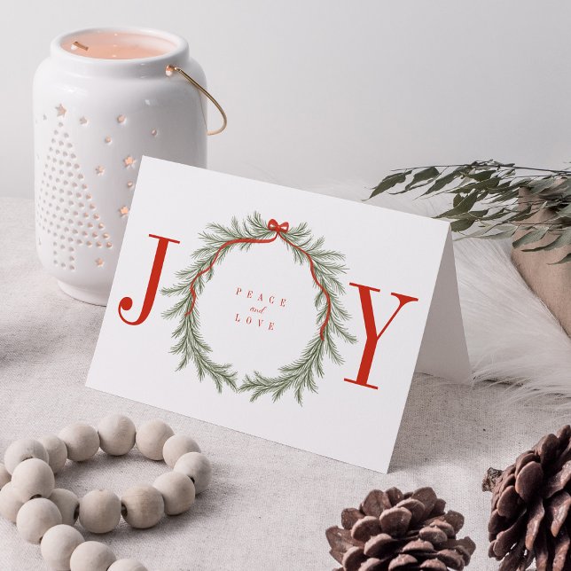 Cartes Pour Fêtes Annuelles Pine Garland Wreath avec Bow Joie de Noël Photo (Créateur téléchargé)