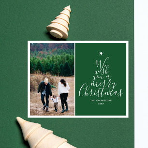 Cartes Pour Fêtes Annuelles Pine Green Élégant Script Christmas Tree photo