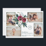 Cartes Pour Fêtes Annuelles Pine Green Noël Classy Monogramme Photo Collage<br><div class="desc">Téléchargez deux photos horizontales et deux photos verticales,  ajoutez votre signature,  votre nom de famille monogramme et date et envoyez cette belle élégante et traditionnelle carte de vacances de Noël avec un grand bouquet d'aquarelle florale saisonnière en grenat bordeaux rouge et palette de couleurs vert pin.                 motif géométrique inversé.</div>