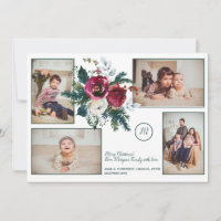 Pine Green Noël Classy Monogramme Photo Collage