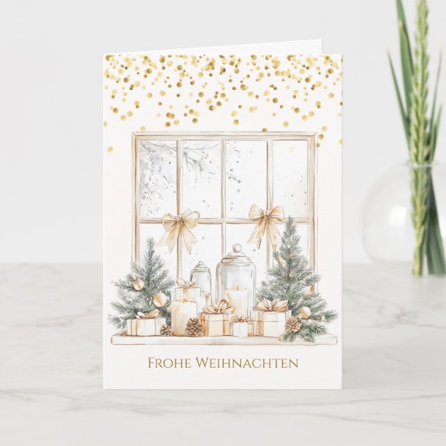 Cartes Pour Fêtes Annuelles Pine Tree Baubles Bougies Noël allemand (Devant)