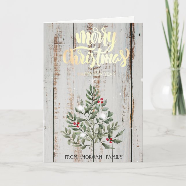 Cartes Pour Fêtes Annuelles Pine Tree Branches Bois Joyeux Noël (Devant)