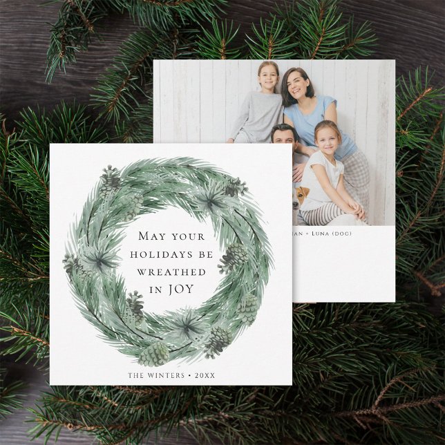 Cartes Pour Fêtes Annuelles Pine Tree Wirath Family Photo (Front & Back)