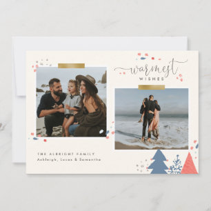 Cartes Pour Fêtes Annuelles Pine Trees Or Bande les plus chaudes Words Deux Ph