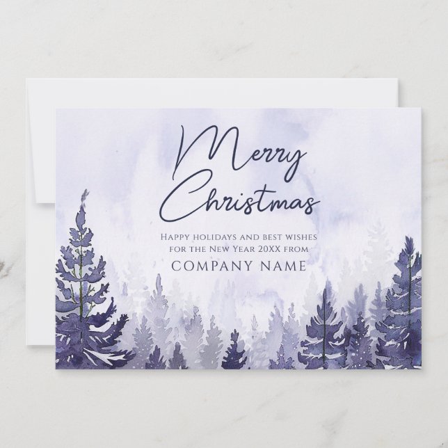 Cartes Pour Fêtes Annuelles Pine violette Arbre de Noël Entreprise Logo (Devant)