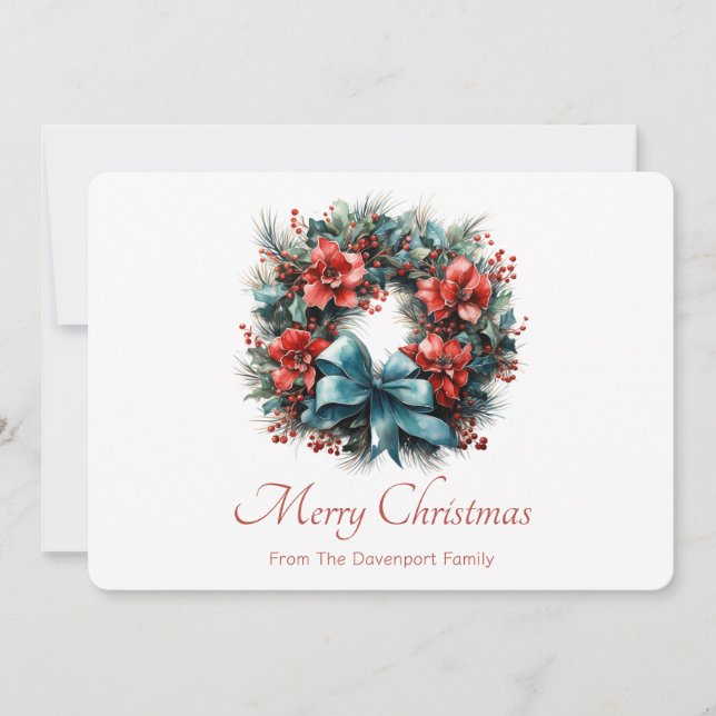 Cartes Pour Fêtes Annuelles Pine Wreath avec Holly Christmas (Devant)
