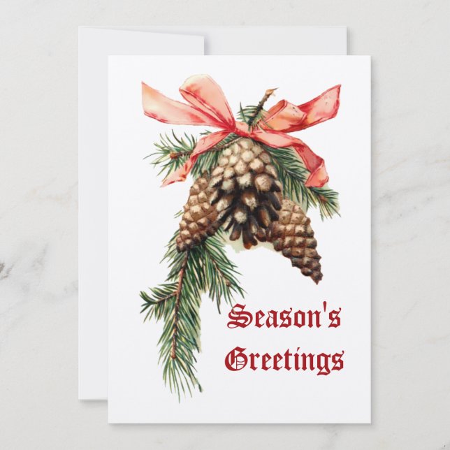 Cartes Pour Fêtes Annuelles Pinecone d'arbre de Noël rustique (Devant)