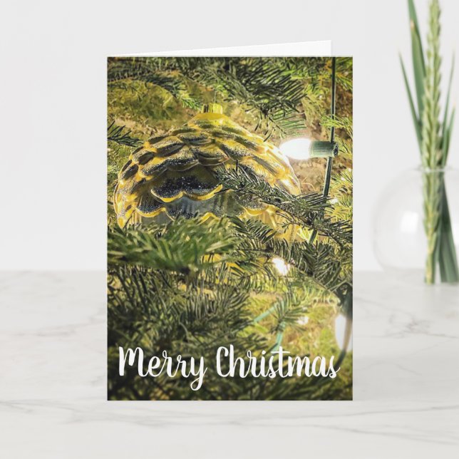Cartes Pour Fêtes Annuelles Pinecone d'or (Devant)