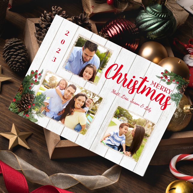 Cartes Pour Fêtes Annuelles Pinecone et Holly Joyeux Noël (Créateur téléchargé)