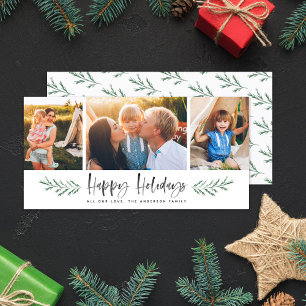 Cartes Pour Fêtes Annuelles Pineneedle Happy Holidays Modern 3 Photo Collage