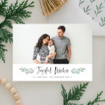 Cartes Pour Fêtes Annuelles Pineneedle Joyful Wis Photo moderne<br><div class="desc">Avec votre photo jumelée à des aiguilles de pin peint et un script de brosse moderne.</div>