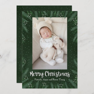 Cartes Pour Fêtes Annuelles Pines Noël Photo de Naissance Annonces