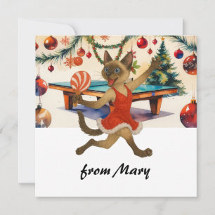Cartes Pour Fêtes Annuelles Ping Pong de Noël pour les amateurs de chats