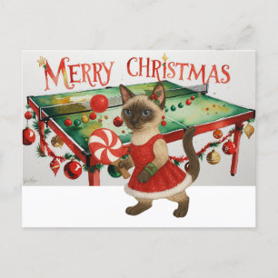 Cartes Pour Fêtes Annuelles Ping Pong Noël Thème pour les Amoureux de les chat