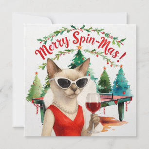 Cartes Pour Fêtes Annuelles Ping Pong Noël Thème pour les Amoureux de les chat