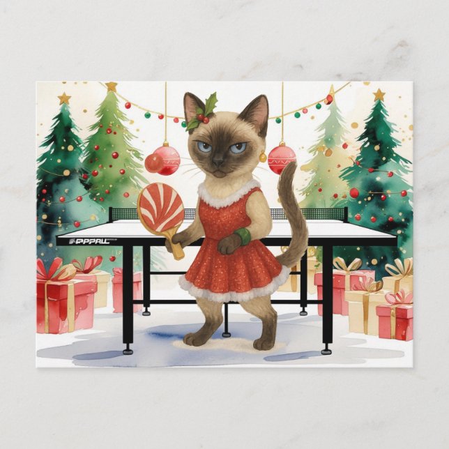Cartes Pour Fêtes Annuelles Ping Pong Noël Thème pour les Amoureux de les chat (Devant)