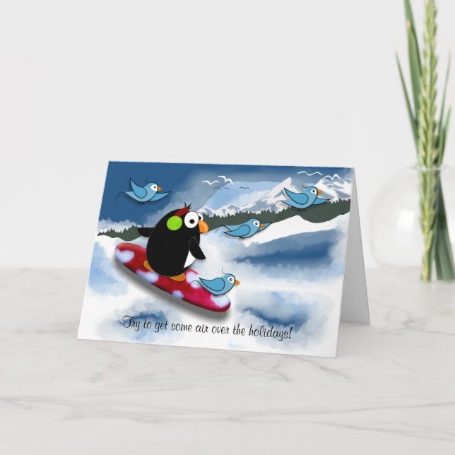 Cartes Pour Fêtes Annuelles Pingouin (Devant)