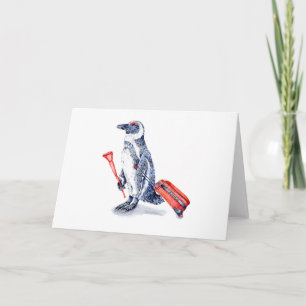 Cartes Pour Fêtes Annuelles Pingouin africain avec valise