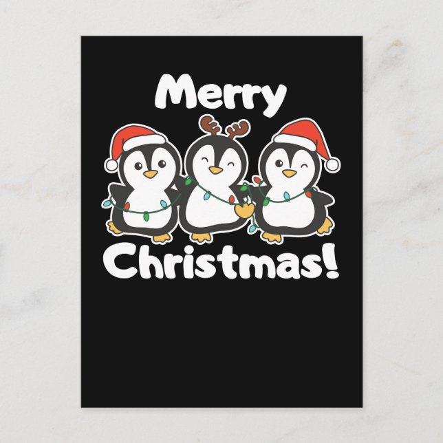 Cartes Pour Fêtes Annuelles Pingouin animaux de Noël mignons pingouins (Devant)