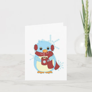 Cartes Pour Fêtes Annuelles Pingouin avec cacao chaud