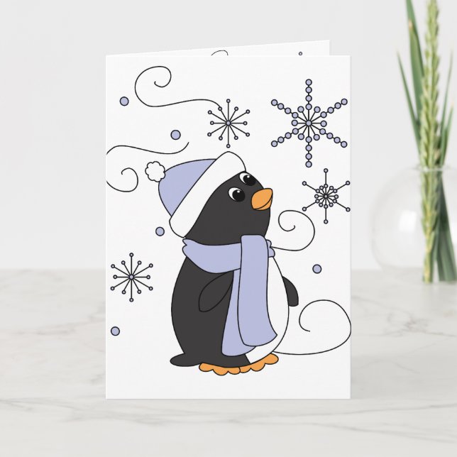 Cartes Pour Fêtes Annuelles Pingouin dans la crainte (Devant)