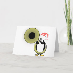 Cartes Pour Fêtes Annuelles Pingouin de bébé avec le tuba