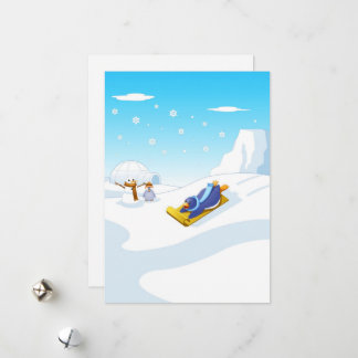 Cartes Pour Fêtes Annuelles Pingouin de dessin animé pour l'hiver