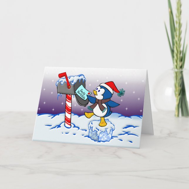 Cartes Pour Fêtes Annuelles Pingouin de Noël (Devant)
