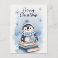 Pingouin de Noël aquarelle