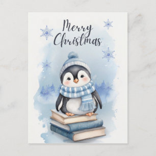 Cartes Pour Fêtes Annuelles Pingouin de Noël aquarelle
