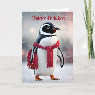 Cartes Pour Fêtes Annuelles Pingouin de Noël avec Écharpe rouge