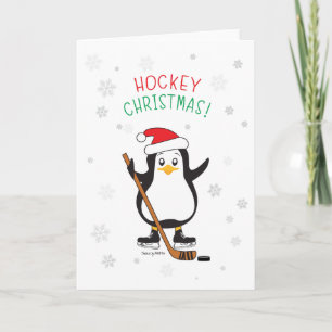 Cartes Pour Fêtes Annuelles Pingouin de Noël de hockey