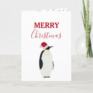 Cartes Pour Fêtes Annuelles Pingouin de Noël drôle animal avec chapeau de Père
